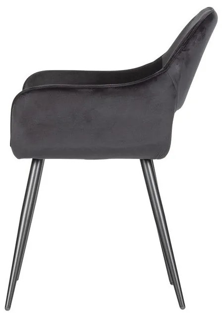 Set de scaune de sufragerie negru cu cotiere 2 buc. tapițat Jelle – WOOOD