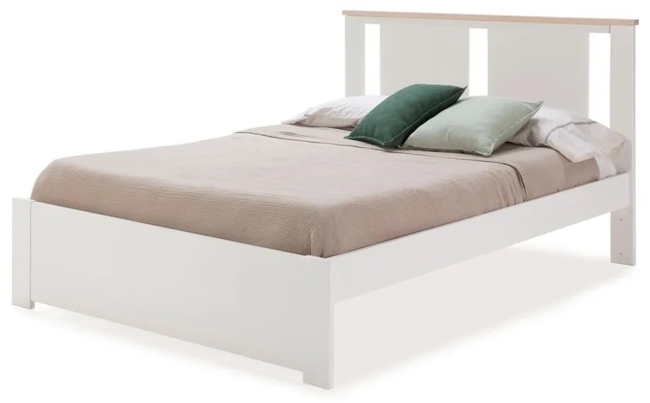 Pat matrimonial alb cu somieră 140x190 cm Enara – Marckeric