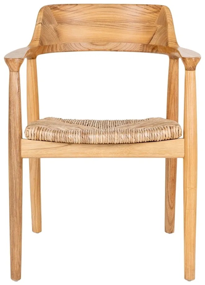 Scaun de dining în culoare naturală cu cotiere din lemn masiv Getafe – House Nordic