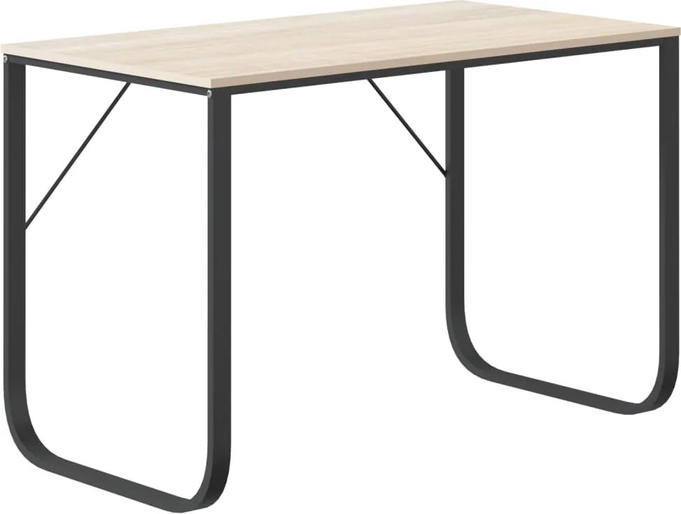 vidaXL Birou de calculator, negru/stejar, 110x60x73 cm, lemn prelucrat