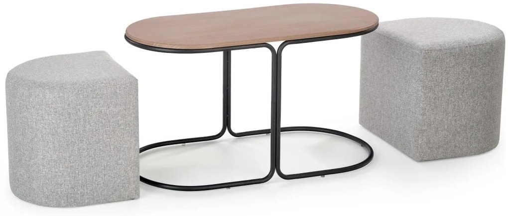 Set masuta cafea si 2 tabureti Pampa nuc/gri