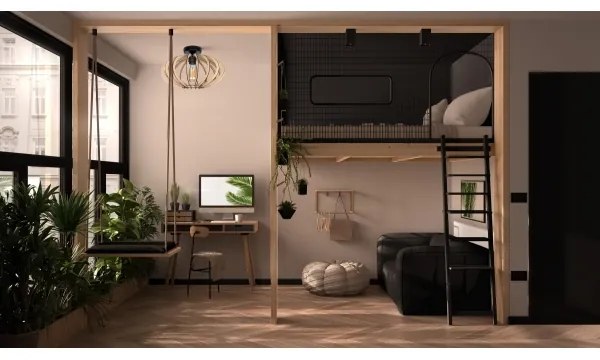 Lustră aplicată EARTH 1xE27/60W/230V neagră/bej