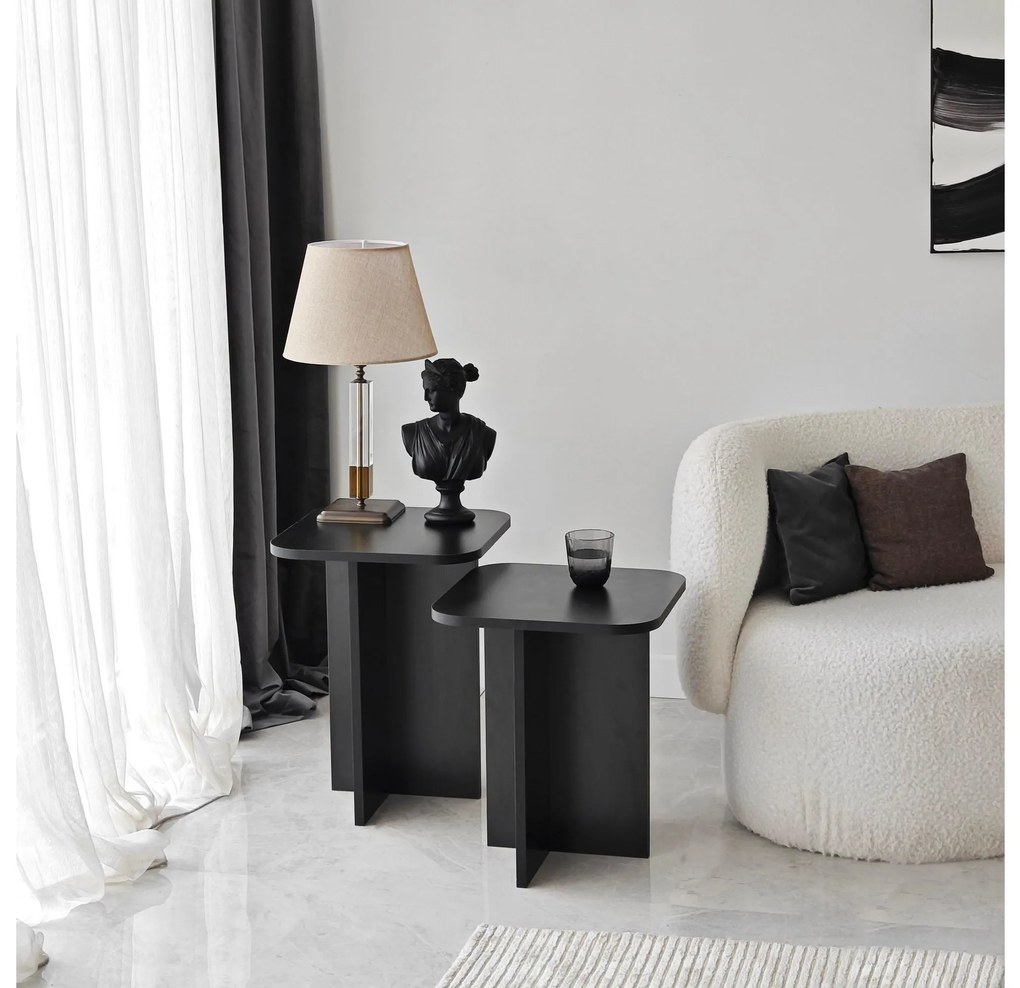 Set 2buc. măsuțe laterale Diveta (negru) . 1094794
