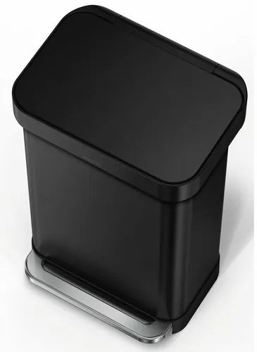 Simplehuman Coș de gunoi dreptunghiular cu pedalăși buzunar pentru saci de 45 l, negru