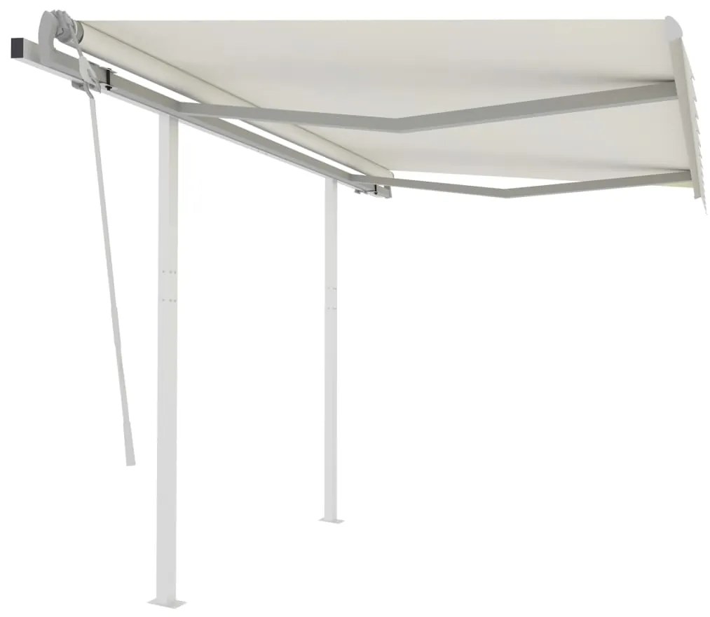 vidaXL Copertină retractabilă manual cu stâlpi, crem, 3,5x2,5 m