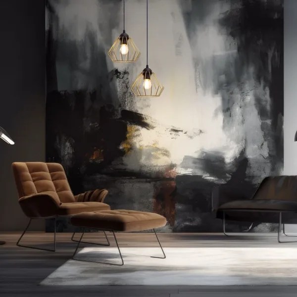 Lustră pe cablu CEED GOLD 2xE27/60W/230V d. 28 cm negru/auriu