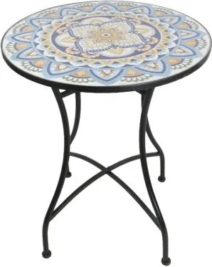 Masuta de exterior din metal, cu design mozaic ceramic, Stil Mediteraneean "Tesera"