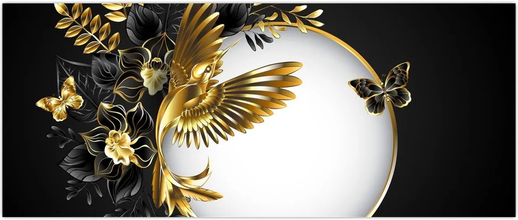 Tablou - Bile cu motive aurii (120x50 cm)