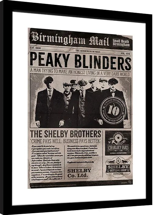 Poster înrămat Peaky Blinders - 10th Anniversary Newspaper