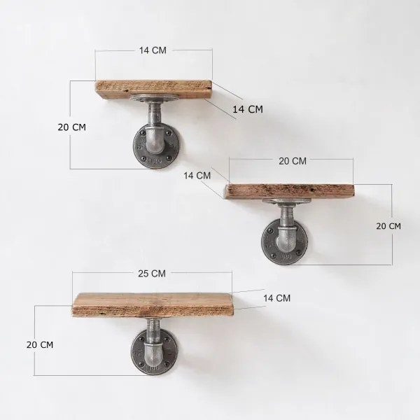 SET 3x raft de perete BORURAF molid/negru