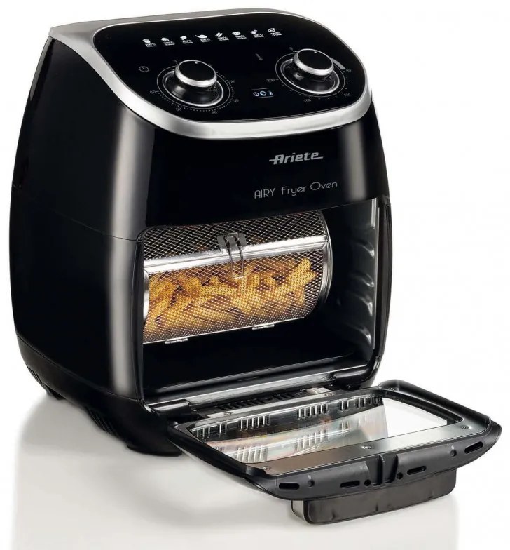 Friiteuza cuptor cu aer cald Ariete AIRY FRYER OVEN 4619/00, 2000W, 11 L, 8 programe, 80-200C, Rotisor, Timer, Negru
