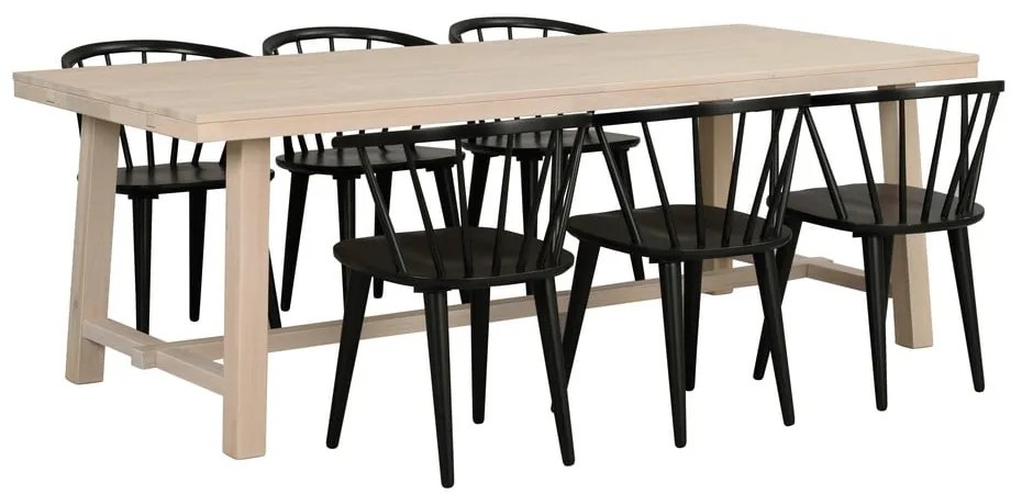 Masă de dining din lemn de stejar lăcuit Rowico Brooklyn, 220 x 95 cm, mat