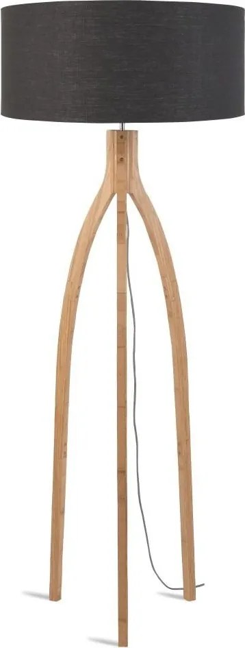 Lampadar cu trepied, realizat din materiale naturale, durabile si ecologice, Annapurna gri inchis