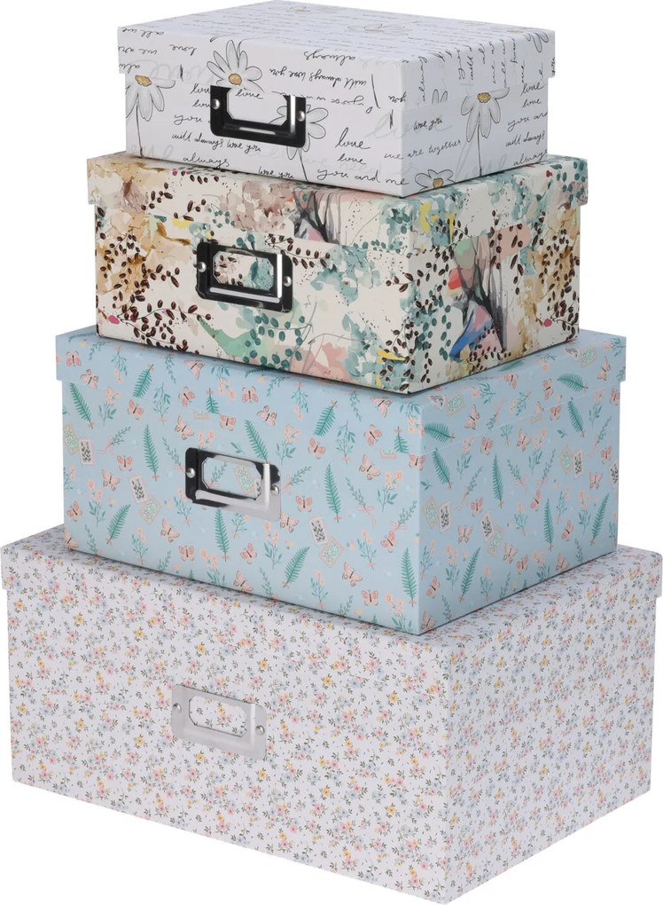 Set cutii de depozitare din carton, 4 buc.