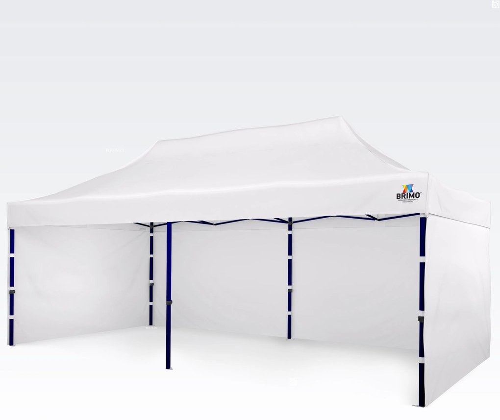 Foișor de grădină 3×6 m – pliabil cu 3 pereți | BRIMO® - cu 3 pereți - Alb