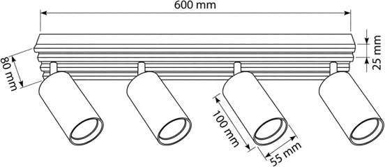 Brilagi - Spot SELE WOOD, 4x GU10, 30W, 230V, negru/lemn