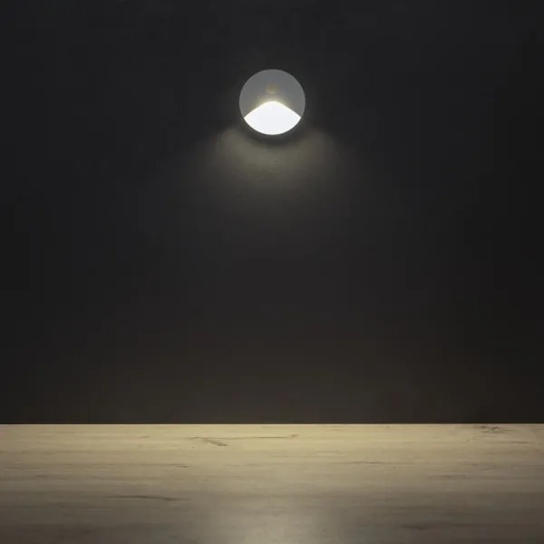 Kanlux 39135 EXIN – Lampă LED pentru trepte cu senzor, 2,5 W, 230 V, 4000 K, IP65, alb, rotund