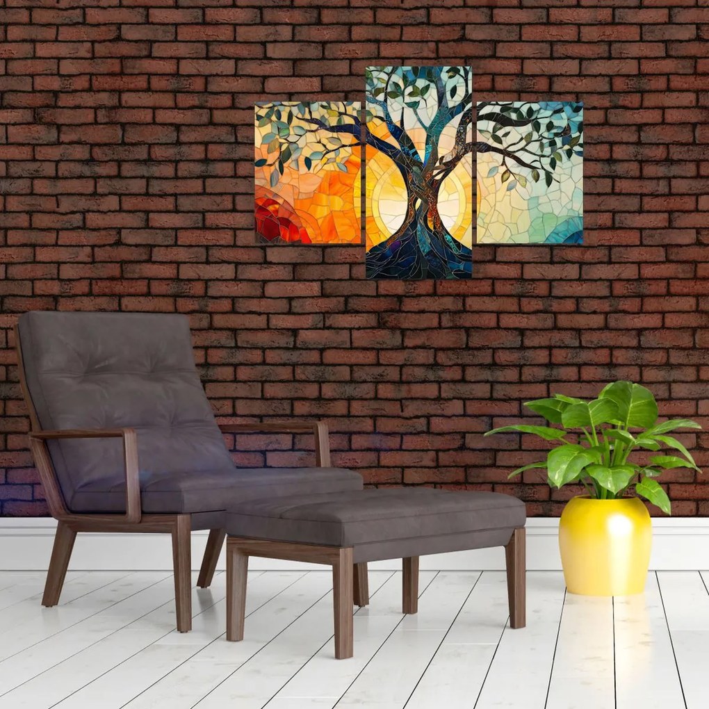 Tablou – Mozaic – soare și arbore I. (90x60 cm)