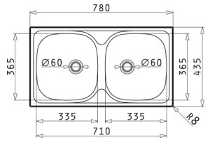 Chiuvetă de bucătărie Pyramis 100125101 E78 78x43,5 cm satin