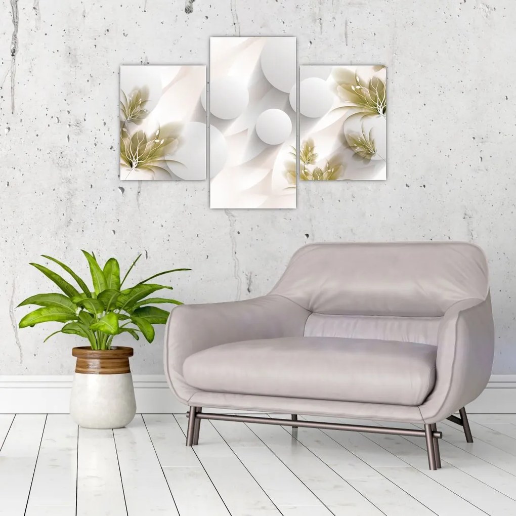 Tablou - 3D cercuri cu flori (90x60 cm)