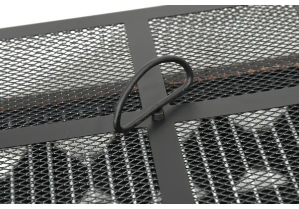 Vatră portabilă pe lemn cu grătar neagră/patină