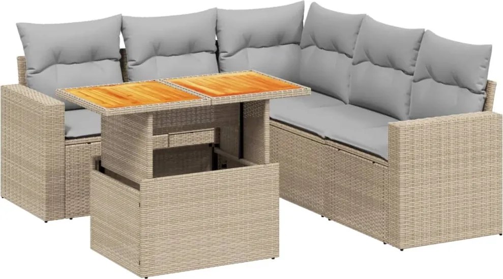 vidaXL Set canapele de grădină cu perne, 6 piese, bej, poliratan