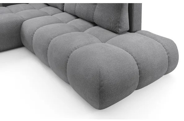 Colțar extensibil ALMADA, tapițat, cu spațiu de depozitare, orientare stânga, gri