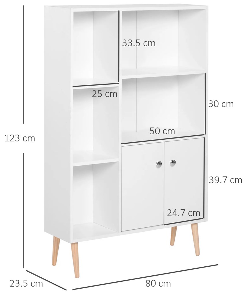 Biblioteca cu Picioare din Lemn din Pin Alb 80 x 23.5 x 118cm HOMCOM | Aosom Romania