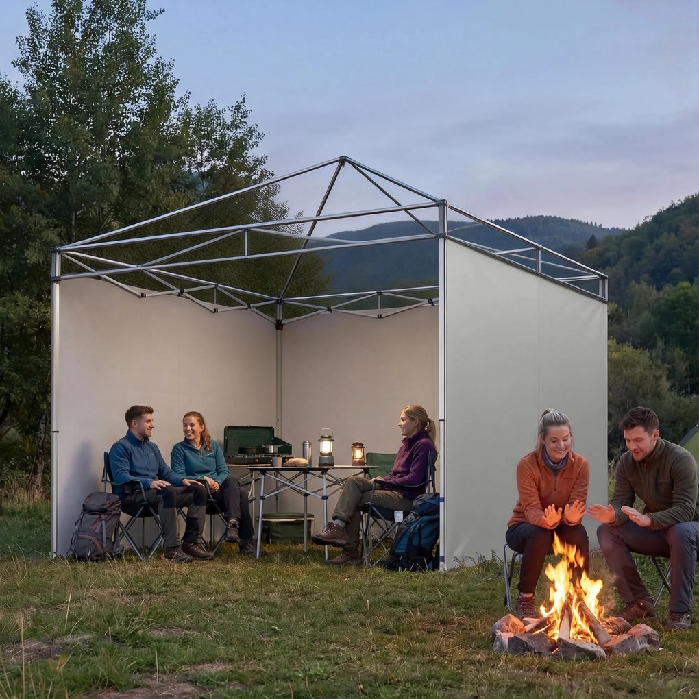 Outsunny Set de 3 piese panouri laterale cu fermoar pentru pavilion 3 x 3 m, gri deschis | Aosom Romania