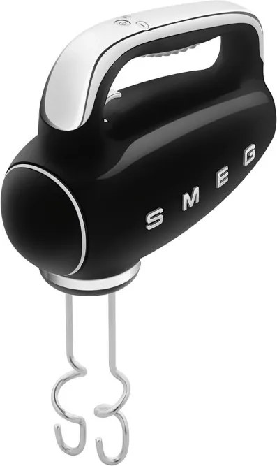 Mixer manual SMEG 50's Style HMF01BLEU, 250 W, 9 viteze, Functie Turbo, Afisaj LED, Timer, Accesorii, Negru