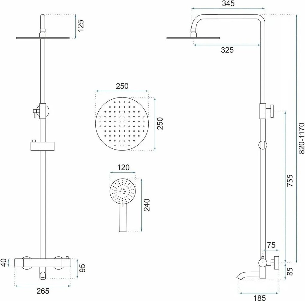 Coloana de dus cu termostat Lungo Titan