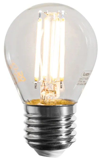 Set de 5 becuri cu filament LED E27, reglabile, G45, clare, 4W, 470 lm, 2700K