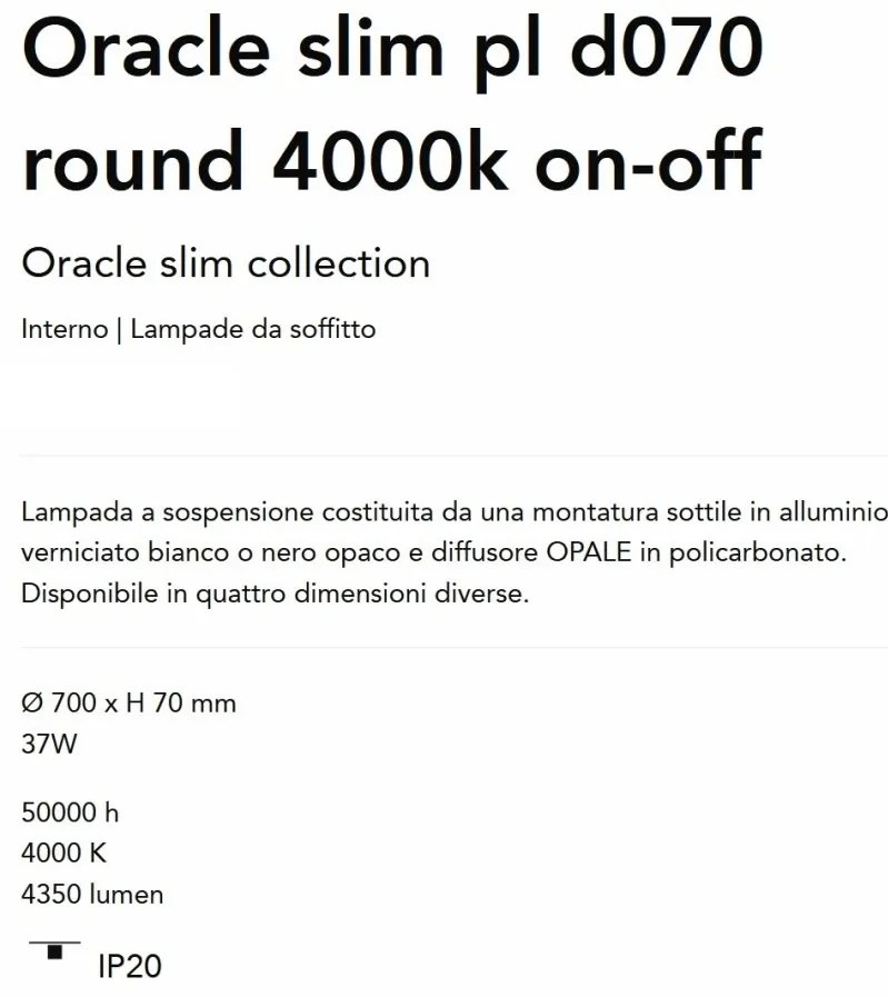 Lustra LED design geometric Oracle slim pl d070 round 4000k on-off negru