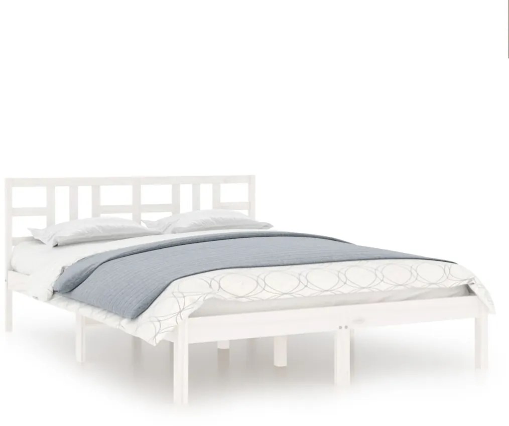 3105406 vidaXL Cadru de pat, alb, 140x200 cm, lemn masiv