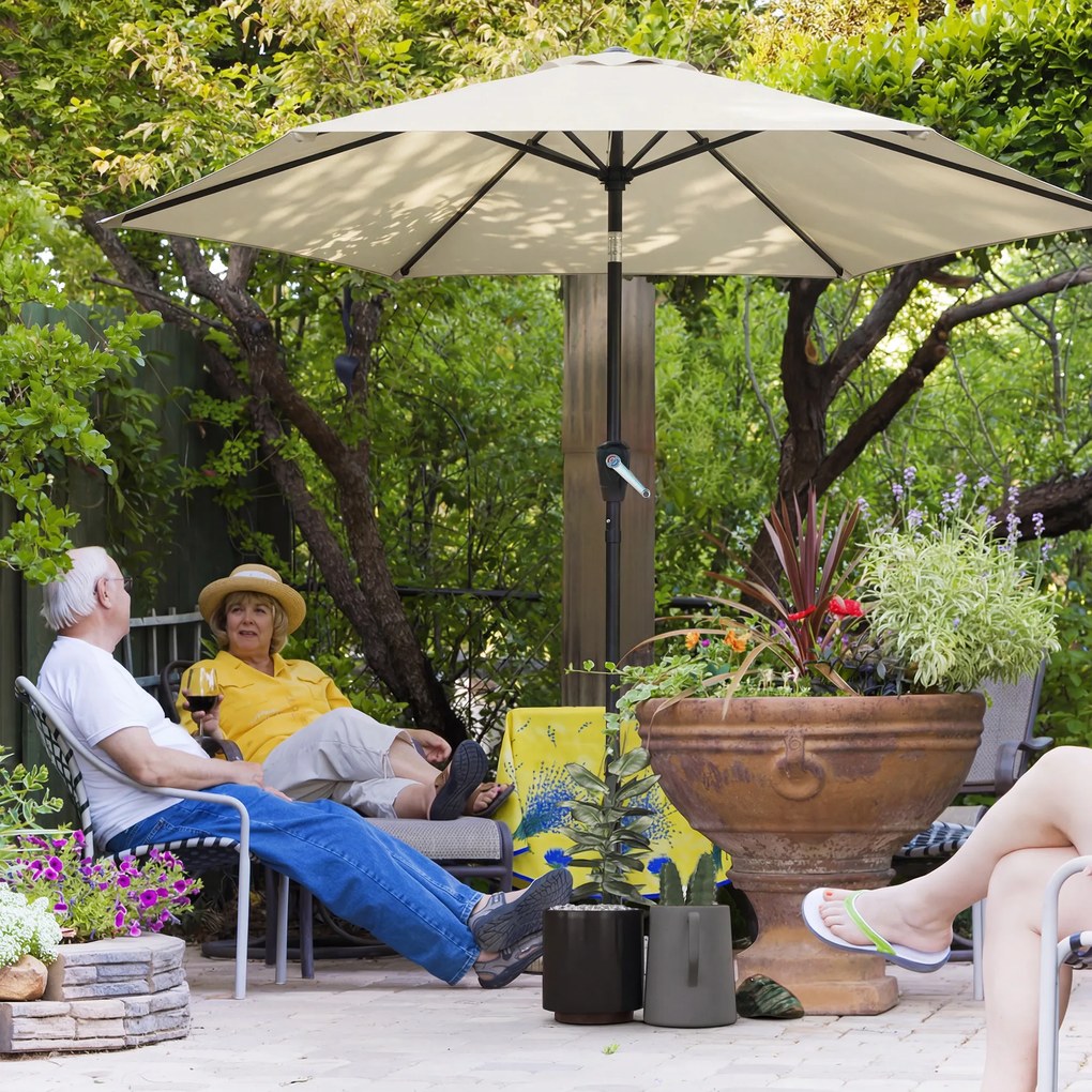 Outsunny Umbrelă de soare 270 cm articulată Umbrelă pentru balcon cu manivelă UV 50+ Umbrelă de grădină Alb-crem | Aosom Romania