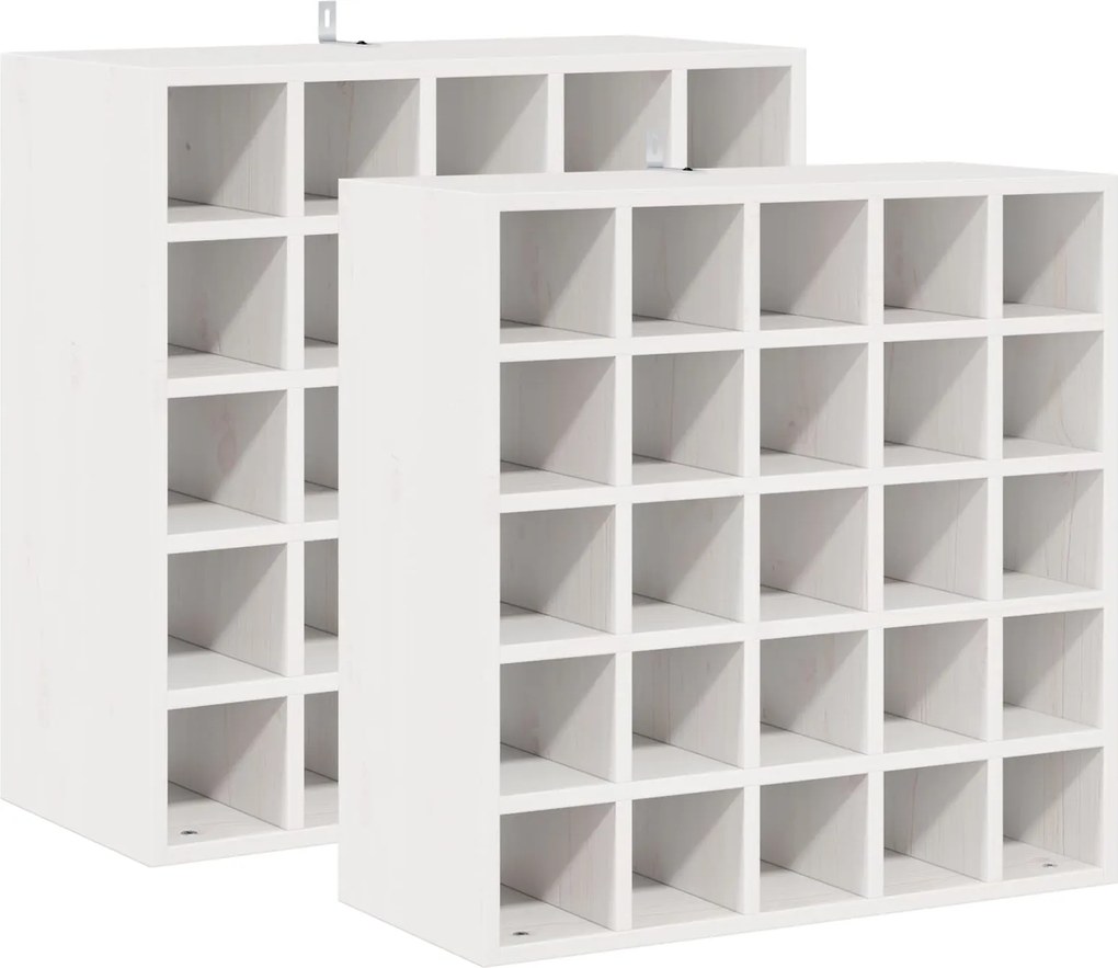 vidaXL Raft pentru vin 2 pcs Alb 56 x 25 x 56 cm Lemn de pin masiv