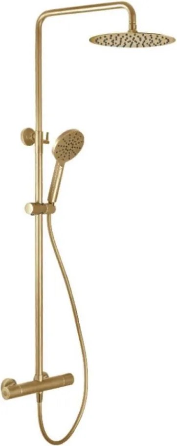 Set de duș DRAGOR cu baterie termostatică, alamă periată