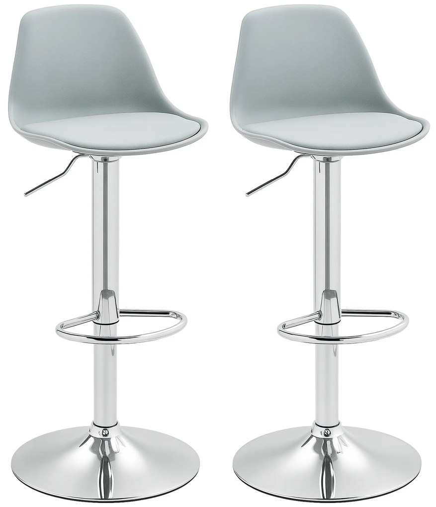 HOMCOM Set de 2 scaune de bar, Scaune de bar, Scaune rotative cu spătar, înălțime ajustabilă, capacitate de încărcare de până la 120 kg, 42 x 38 x 82-104 cm, Gri | Aosom Romania