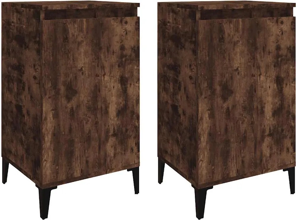 vidaXL Noptiere, 2 buc., stejar afumat, 40x35x70 cm, lemn prelucrat