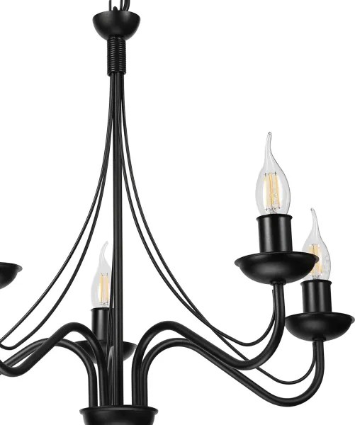 Candelabru pe lanț ANTON 5xE14/15W/230V negru