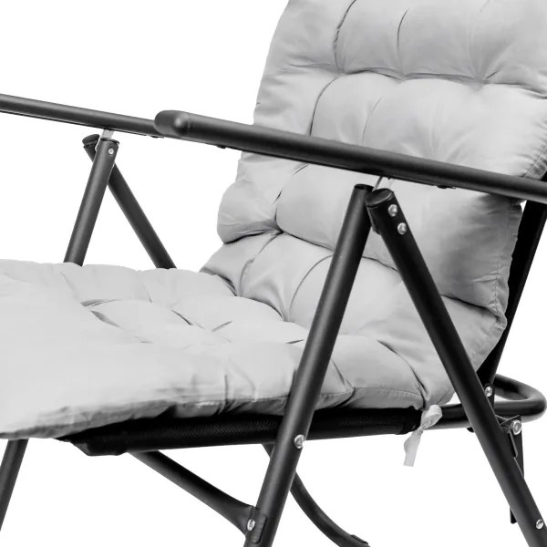 Scaun pliabil de drumeție cu saltea negru/gri