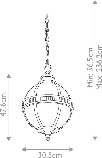 Kichler KL-HALLERON-8M-BU - Lustră de exterior suspendată pe lanț HALLERON, 3xE14/40W/230V IP44