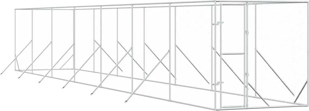 vidaXL Padoc de exterior pentru câini argintiu 2x14x2m oțel galvanizat