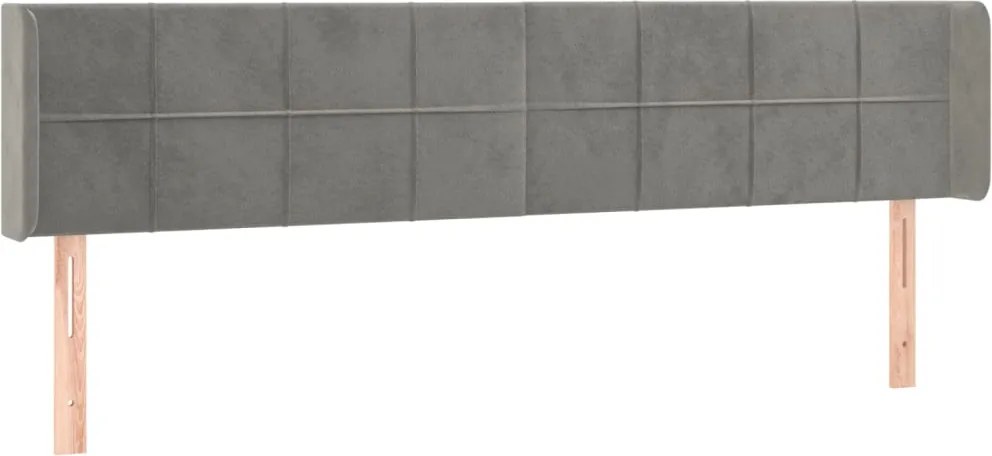 vidaXL Tăblie de pat cu aripioare gri deschis 203x16x78/88 cm catifea
