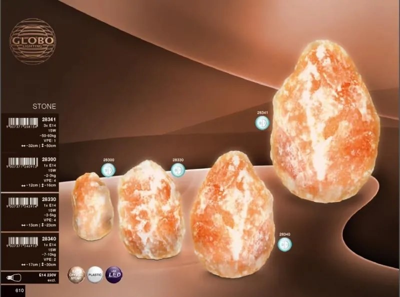 Veioza sare cristal dim.12x16cm, Stone 28300 GL