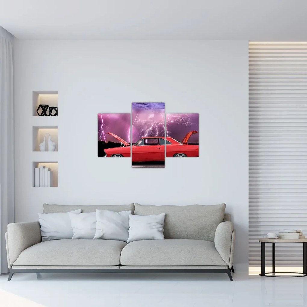 Tablou cu mașina roșie (90x60 cm)