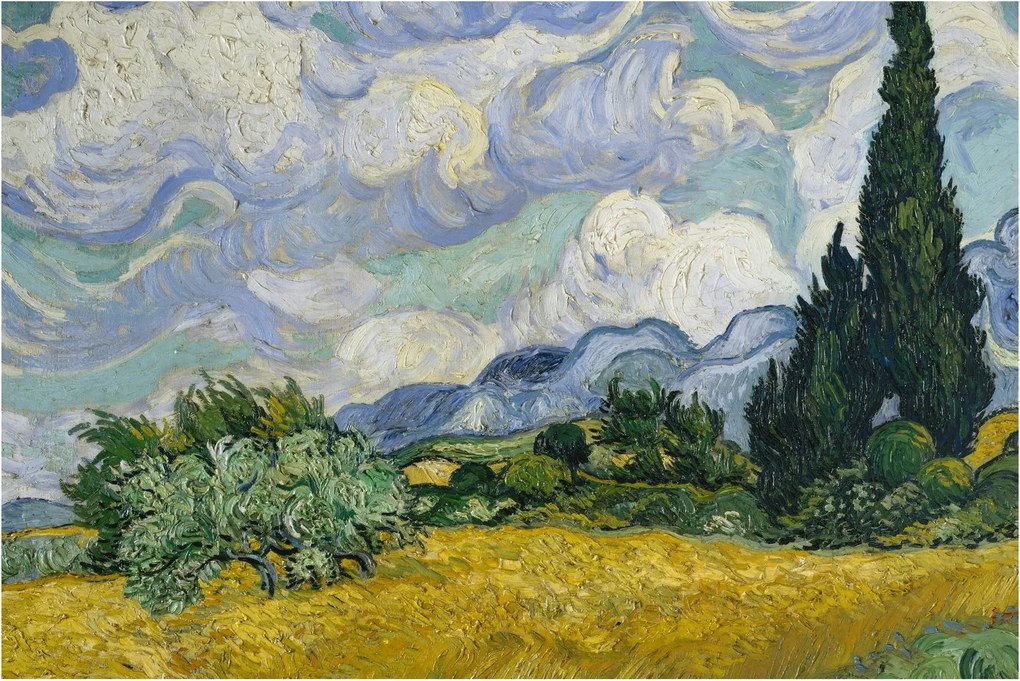 Tablou - Vincent van Gogh, Wheat Field with Cypresses, reproducere (90x60 cm)