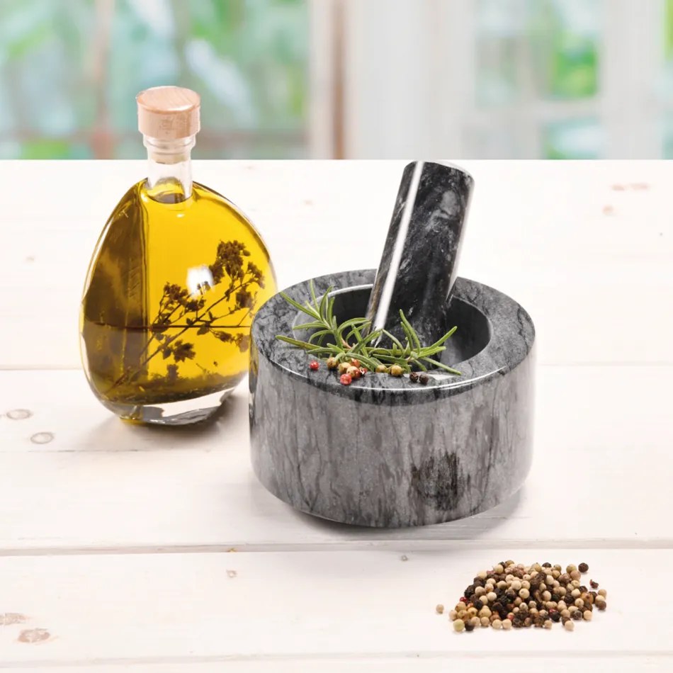 Kesper 71504 Mortier de marbre avec pilon, noir,cm pr. 13 cm