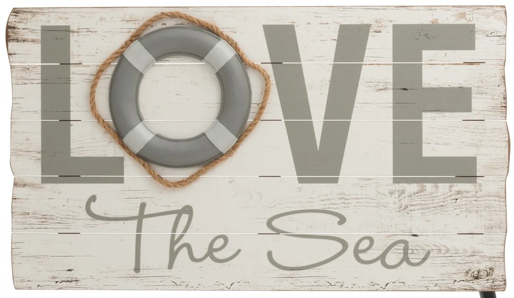 Decoratiune de perete Love the Sea, Lemn, Multicolor, 71x4.5x4.5 cm