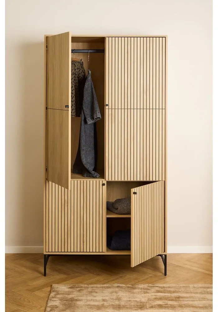 Șifonier în culoare naturală cu aspect de lemn de stejar 99x200x60 cm Albany – Actona